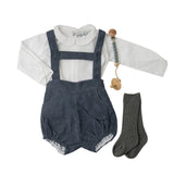 Short con Tirantes Pana Azul