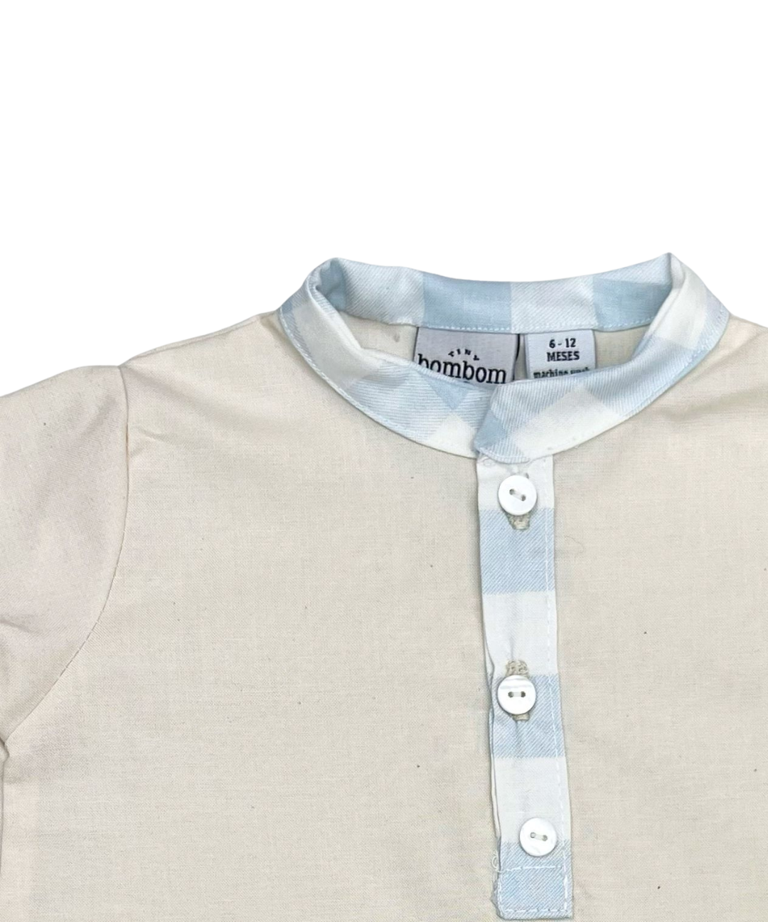 Conjunto de Niño Beige con Cuadros Azul Claro