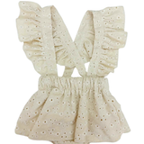 Falda con Tirantes de Encaje y Flores Ivory