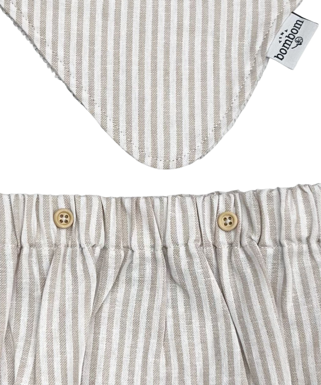 Set de Bandana y Bloomer en Rayas Blanco con Beige