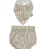 Set de Bandana con Bloomer en Beige con Rayas Cafe