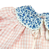 Jesusin Vichy Rosa con Cuello de Flores Azules