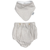 Set de Bandana y Bloomer en Rayas Blanco con Beige