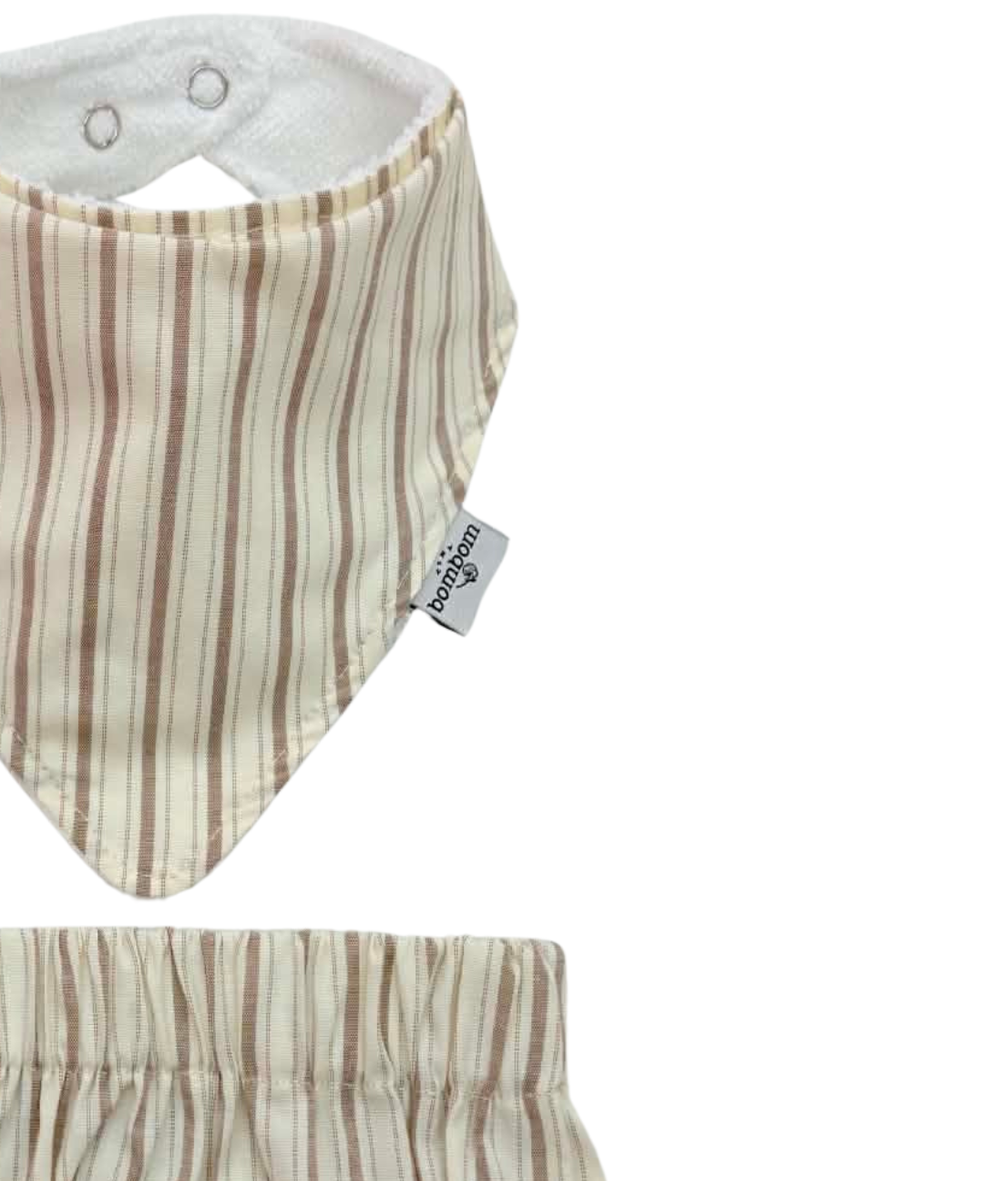 Set de Bandana con Bloomer en Beige con Rayas Cafe