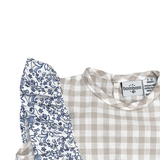 Jesusin de Cuadros Beige con Flores Azules