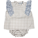 Jesusin de Cuadros Beige con Flores Azules