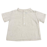 Camisa Beige Manga Corta con Tres Botones