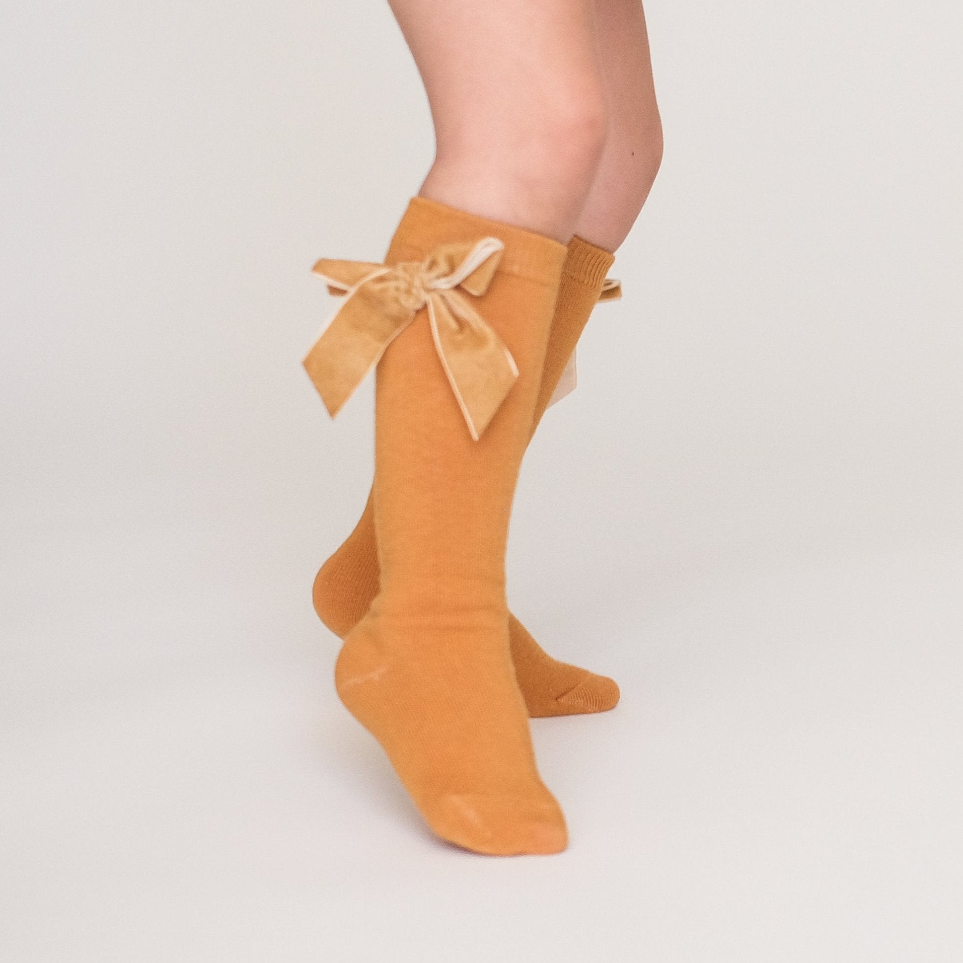 Calceta Velvet Bow Mostaza