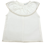 Blusita Ivory con Cuello Grande y Encaje de Bolitas