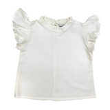 Blusita Ivory con Olan en Hombros y Cuello Plizado