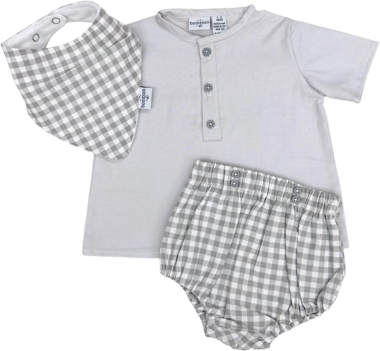 Gray Short Sleeve Button-Up Shirt