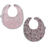 Babero Reversible Rosa con Encaje y Flores