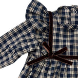 Jesusin de Cuadros Azul y Beige con Moños Cafe