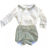 Conjunto de Lino Beige con Verde