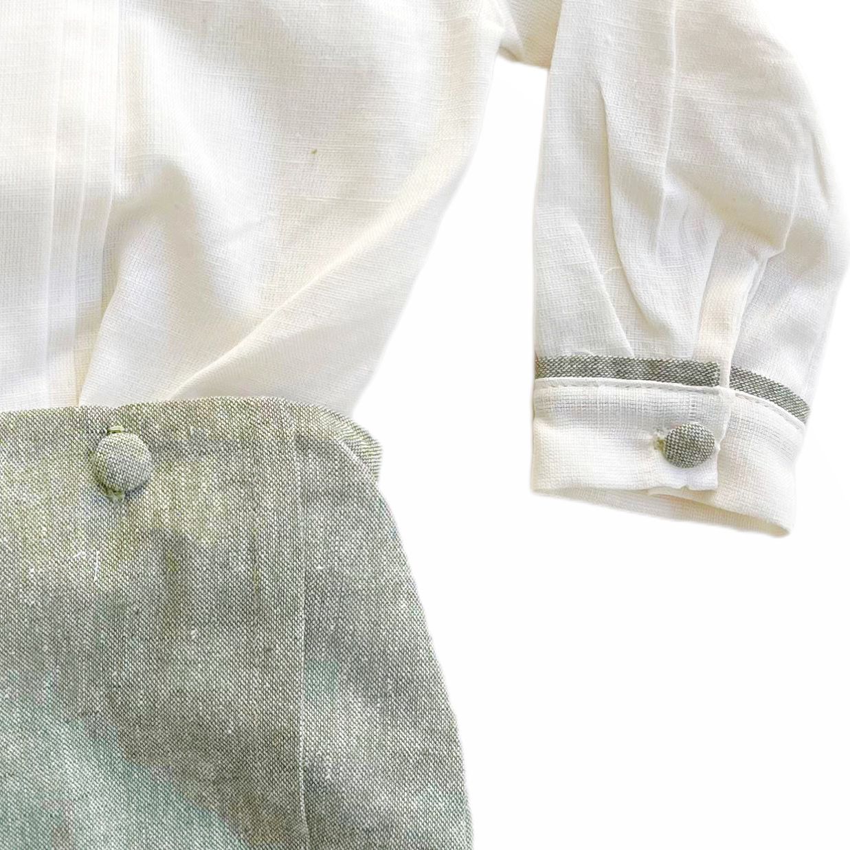 Conjunto de Lino Beige con Verde