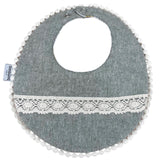 Babero Abejitas Reversible Gris con Encaje