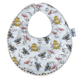 Babero Abejitas Reversible Gris con Encaje