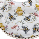 Babero Abejitas Reversible Gris con Encaje