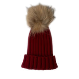 Gorro con Pompon de Mapache Rojo