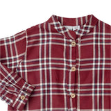 Camisa Cuello Mao Cuadros Vino