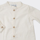 Camisa Botones Cuello Mao con Beige