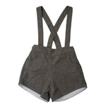 Short con Tirantes Herringbone Felpa Gris