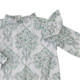 Blusa Estampado Verde Blanco con Olan en Hombros